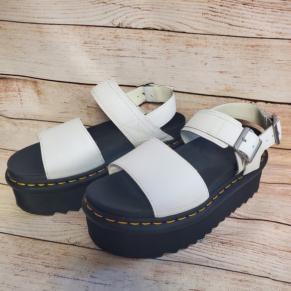 Dr Martens x Free People Womens Size 7 White Voss Quad Platform Sandals - Picture 1 of 13